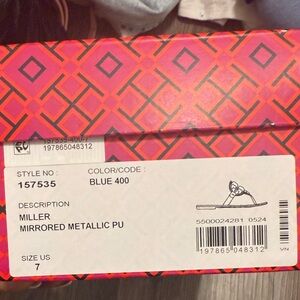 Tory Burch Blue Metallic Sandals